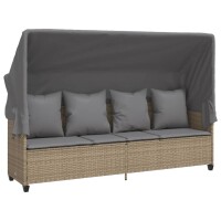 vidaXL 5-tlg. Garten-Sofagarnitur mit Kissen Beige Poly Rattan