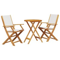 vidaXL 3-tlg. Bistro-Set Cremewei&szlig; Stoff und Massivholz