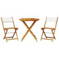 vidaXL 3-tlg. Bistro-Set Cremewei&szlig; Stoff und Massivholz