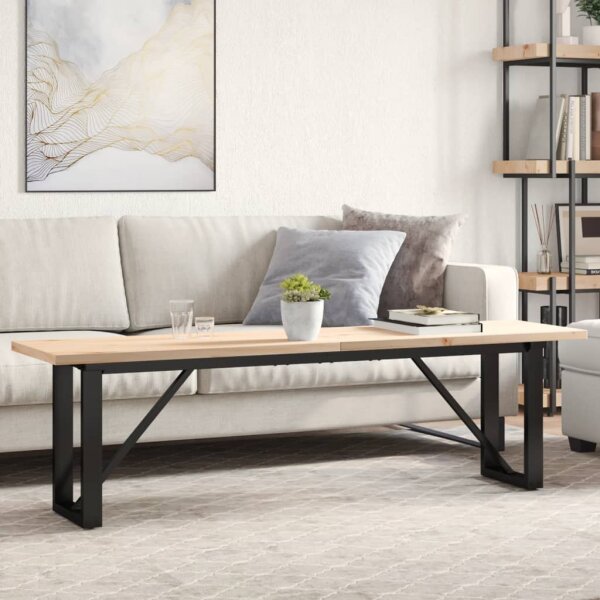 vidaXL Couchtisch O-Gestell 160x40x45,5 cm Massivholz Kiefer Gusseisen