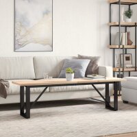 vidaXL Couchtisch O-Gestell 160x40x45,5 cm Massivholz Kiefer Gusseisen