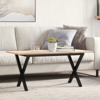 vidaXL Couchtisch X-Gestell 90x40x45cm Massivholz Kiefer und Gusseisen