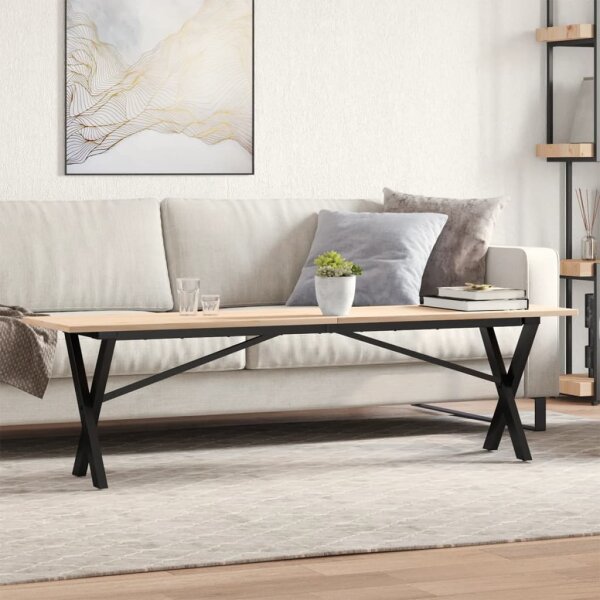 vidaXL Couchtisch X-Gestell 160x40x45 cm Massivholz Kiefer &amp; Gusseisen