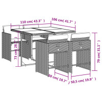 vidaXL 5-tlg. Garten-Essgruppe mit Kissen Schwarz Poly Rattan