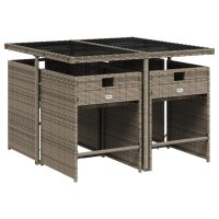 vidaXL 5-tlg. Garten-Essgruppe mit Kissen Grau Poly Rattan