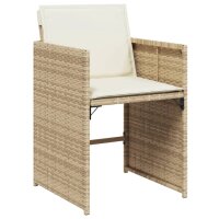 vidaXL 9-tlg. Garten-Essgruppe mit Kissen Beige Poly Rattan