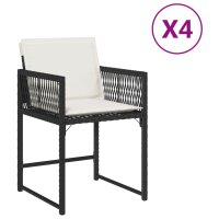 vidaXL Gartenst&uuml;hle mit Kissen 4 Stk. Schwarz Poly Rattan