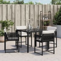 vidaXL Gartenst&uuml;hle mit Kissen 4 Stk. Schwarz Poly Rattan