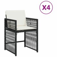 vidaXL Gartenst&uuml;hle mit Kissen 4 Stk. Schwarz Poly Rattan