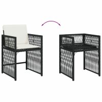 vidaXL Gartenst&uuml;hle mit Kissen 4 Stk. Schwarz Poly Rattan