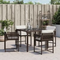 vidaXL Gartenst&uuml;hle mit Kissen 4 Stk. Braun Poly Rattan