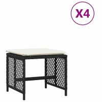 vidaXL Gartenhocker mit Kissen 4 Stk. Schwarz 41x41x36 cm...