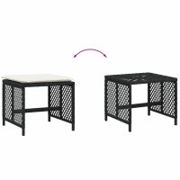 vidaXL Gartenhocker mit Kissen 4 Stk. Schwarz 41x41x36 cm Poly Rattan