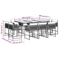 vidaXL 11-tlg. Garten-Essgruppe mit Kissen Schwarz Poly Rattan