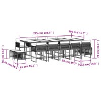 vidaXL 15-tlg. Garten-Essgruppe mit Kissen Braun Poly Rattan
