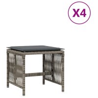 vidaXL Gartenhocker mit Kissen 4 Stk. Grau 41x41x36 cm...