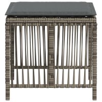 vidaXL Gartenhocker mit Kissen 4 Stk. Grau 41x41x36 cm Poly Rattan