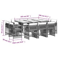 vidaXL 11-tlg. Garten-Essgruppe mit Kissen Schwarz Poly Rattan