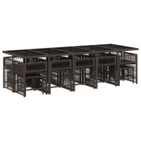 vidaXL 15-tlg. Garten-Essgruppe mit Kissen Braun Poly Rattan