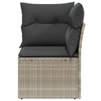 vidaXL Garten-Ecksofa mit Kissen Hellgrau Poly Rattan