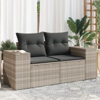 vidaXL Gartensofa mit Kissen 2-Sitzer Hellgrau Poly Rattan