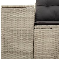 vidaXL Gartensofa mit Kissen 2-Sitzer Hellgrau Poly Rattan