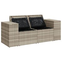 vidaXL Gartensofa mit Kissen 2-Sitzer Hellgrau Poly Rattan