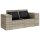 vidaXL Gartensofa mit Kissen 2-Sitzer Hellgrau Poly Rattan