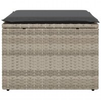 vidaXL Gartenhocker mit Kissen Hellgrau 55x55x37 cm Poly Rattan