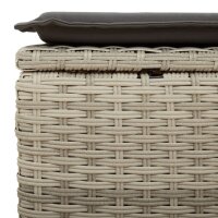 vidaXL Gartenhocker mit Kissen Hellgrau 55x55x37 cm Poly Rattan