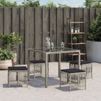 vidaXL Gartenhocker mit Kissen 4 Stk. Hellgrau 41x41x36 cm Poly Rattan