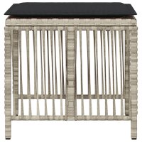 vidaXL Gartenhocker mit Kissen 4 Stk. Hellgrau 41x41x36 cm Poly Rattan