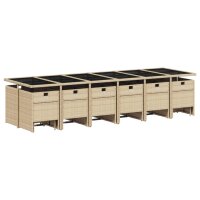 vidaXL 17-tlg. Garten-Essgruppe mit Kissen Beige Poly Rattan