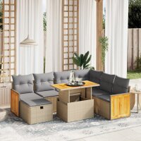 vidaXL 8-tlg. Garten-Sofagarnitur mit Kissen Beige Poly...