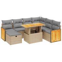 vidaXL 8-tlg. Garten-Sofagarnitur mit Kissen Beige Poly...