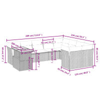 vidaXL 10-tlg. Garten-Sofagarnitur mit Kissen Beige Poly Rattan