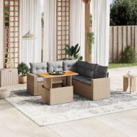 vidaXL 6-tlg. Garten-Sofagarnitur mit Kissen Beige Poly...