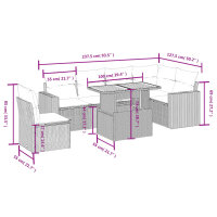 vidaXL 7-tlg. Garten-Sofagarnitur mit Kissen Beige Poly Rattan