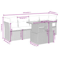 vidaXL 5-tlg. Garten-Sofagarnitur mit Kissen Beige Poly Rattan