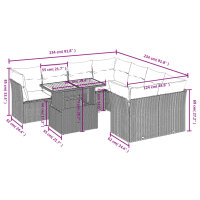 vidaXL 9-tlg. Garten-Sofagarnitur mit Kissen Beige Poly Rattan