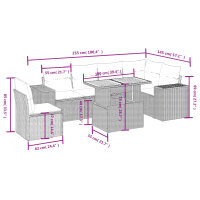 vidaXL 7-tlg. Garten-Sofagarnitur mit Kissen Beige Poly Rattan