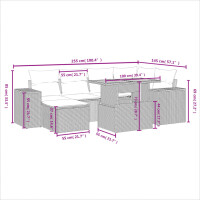 vidaXL 7-tlg. Garten-Sofagarnitur mit Kissen Beige Poly Rattan