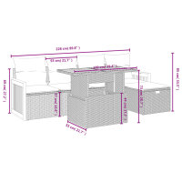 vidaXL 6-tlg. Garten-Sofagarnitur mit Kissen Beige Poly Rattan