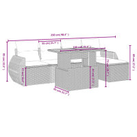 vidaXL 6-tlg. Garten-Sofagarnitur mit Kissen Beige Poly Rattan