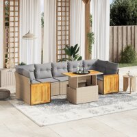 vidaXL 8-tlg. Garten-Sofagarnitur mit Kissen Beige Poly...