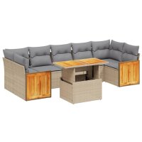 vidaXL 8-tlg. Garten-Sofagarnitur mit Kissen Beige Poly...