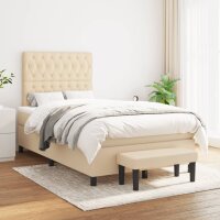 vidaXL Boxspringbett mit Matratze Creme 120x190 cm Stoff