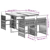 vidaXL 5-tlg. Garten-Essgruppe mit Kissen Grau Poly Rattan