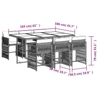 vidaXL 7-tlg. Garten-Essgruppe mit Kissen Grau Poly Rattan