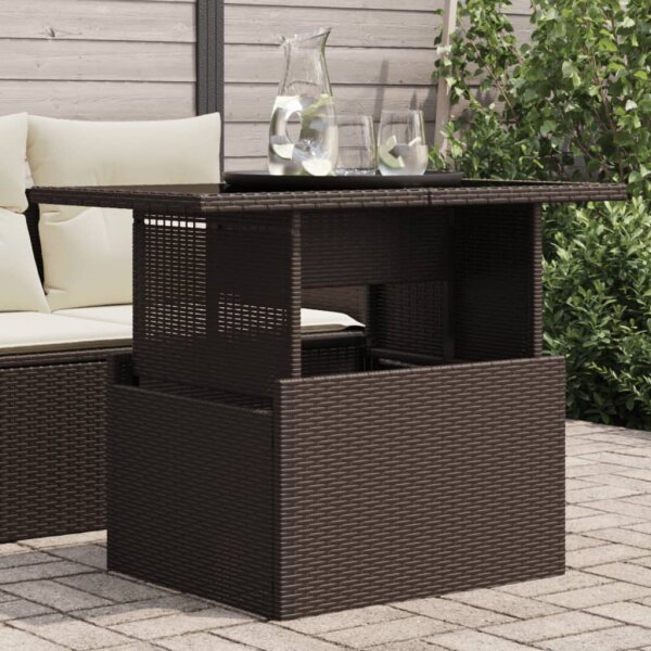 vidaXL Gartentisch mit Glasplatte Braun 100x55x73 cm Poly Rattan